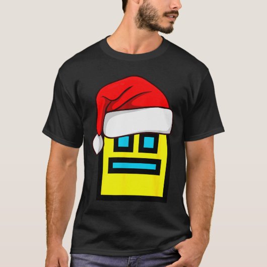Dash Geometry Repeat Christmas Santa Hat Game Vide T-shirt (Voorkant)
