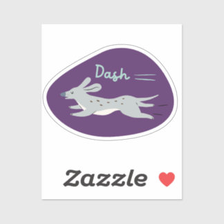 "Dash" Leuke geïllustreerde grijze lange hond paar Sticker