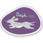 "Dash" Leuke geïllustreerde grijze lange hond paar Sticker (Voorkant)