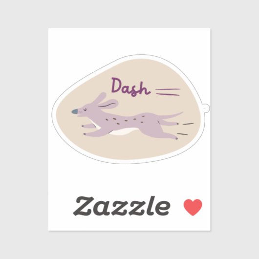 "Dash" leuke geïllustreerde hond beige en paarse Sticker (Vel)