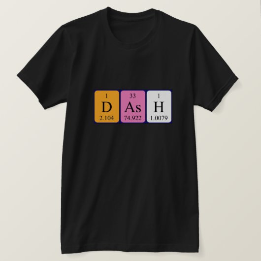 Dash periodiek table name shirt (Design voorkant)