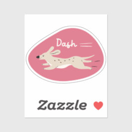 "Dash" schattig geïllustreerd beige lange hond roz Sticker