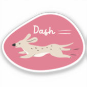 "Dash" schattig geïllustreerd beige lange hond roz Sticker (Voorkant)