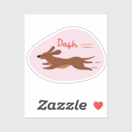 "Dash" schattig geïllustreerde lange hond retro ro Sticker