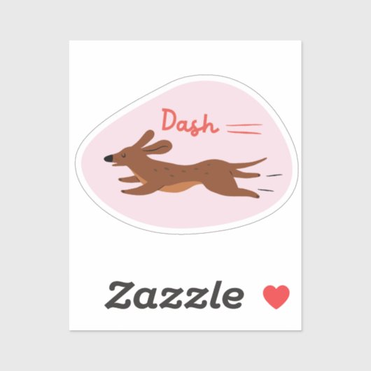 "Dash" schattig geïllustreerde lange hond retro ro Sticker (Vel)