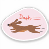 "Dash" schattig geïllustreerde lange hond retro ro Sticker (Voorkant)
