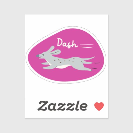 "Dash" schattige geïllustreerde grijze lange hond Sticker (Vel)