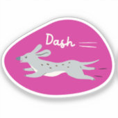 "Dash" schattige geïllustreerde grijze lange hond Sticker (Voorkant)