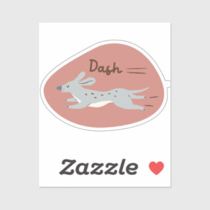 "Dash" schattige geïllustreerde grijze lange hond Sticker