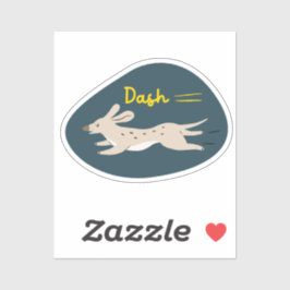 "Dash" schattige geïllustreerde grijze lange hond  Sticker