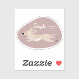 "Dash" schattige geïllustreerde lange hond alles b Sticker