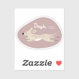 "Dash" schattige geïllustreerde lange hond alles b Sticker