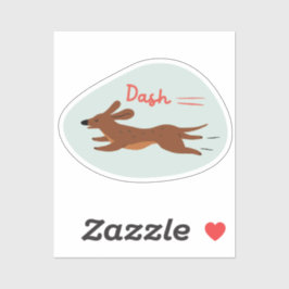 "Dash" schattige geïllustreerde lange hond retro m Sticker