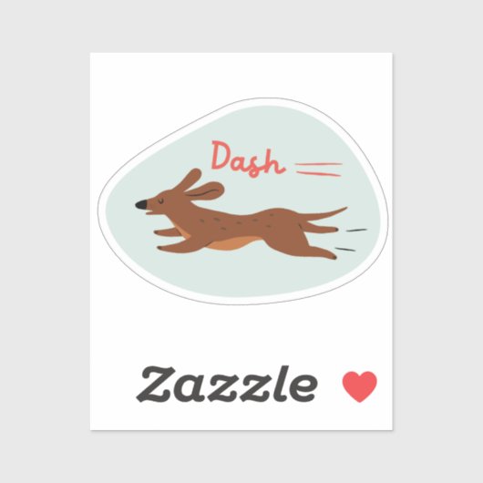 "Dash" schattige geïllustreerde lange hond retro m Sticker (Vel)
