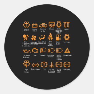 Dashboard Iconen Koffie Mok Auto Guy Car Lover Mec Ronde Sticker