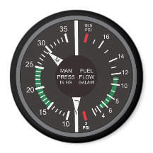 Dashboard van het vleugelvliegtuig met drukverdeli