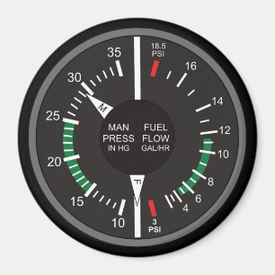 Dashboard van het vleugelvliegtuig met drukverdeli magneet
