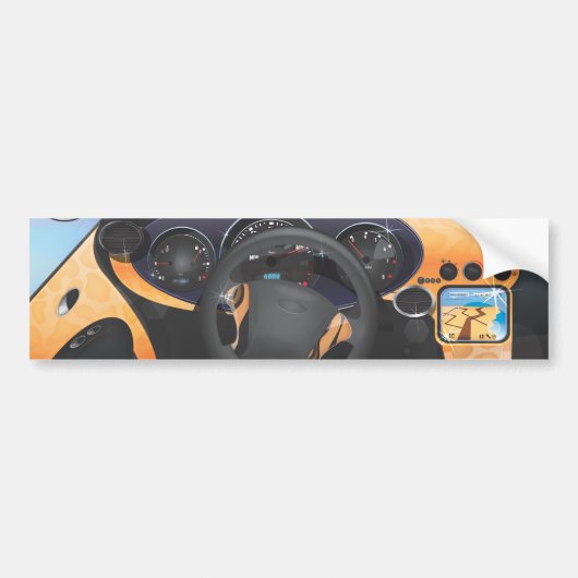Dashboard van sportauto bumpersticker (Voorkant)