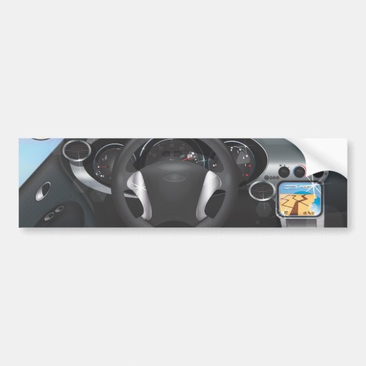 Dashboard van sportauto bumpersticker (Voorkant)