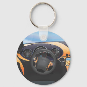Dashboard van sportauto sleutelhanger