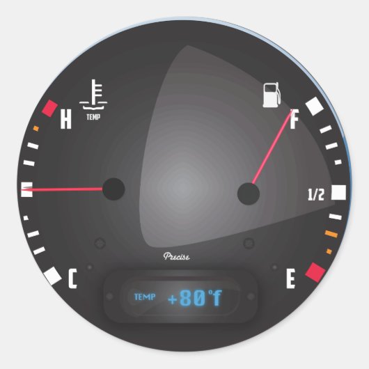 Dashboard-wijzerplaat brandstof en temperatuur aut ronde sticker (Voorkant)