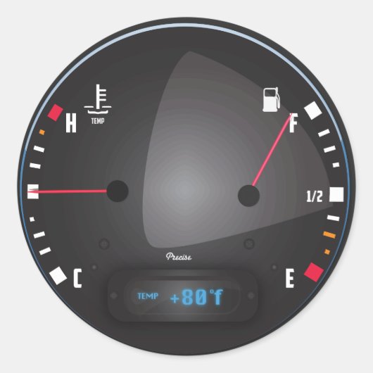 Dashboard-wijzerplaat brandstof en temperatuur aut ronde sticker (Voorkant)