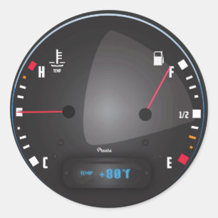Dashboard-wijzerplaat brandstof en temperatuur aut ronde sticker