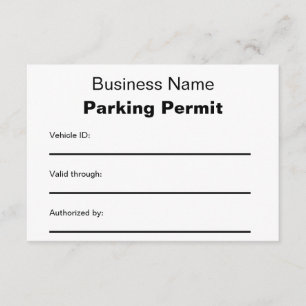 Dashboardparkeerkaart voor bedrijfsnaam notitiekaartje