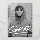 Dashed Afstudeerder Folie Foto Afstuderen bekendma Folie Uitnodiging (Voorkant)