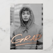 Dashed Afstudeerder Folie Foto Afstuderen bekendma Folie Uitnodiging (Voorkant)