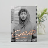 Dashed Afstudeerder Folie Foto Afstuderen bekendma Folie Uitnodiging (Staand Voorkant)