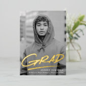 Dashed Afstudeerder Folie Foto Afstuderen bekendma Uitnodiging (Staand Voorkant)