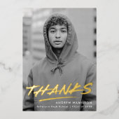 Dashed Afstudeerder Folie Foto Afstuderen Hartelij Folie Uitnodiging (Voorkant)