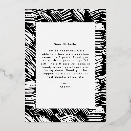 Dashed Afstudeerder Folie Foto Afstuderen Hartelij Folie Uitnodiging (Achterkant)