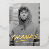 Dashed Afstudeerder Folie Foto Afstuderen Hartelij Uitnodiging (Voorkant)