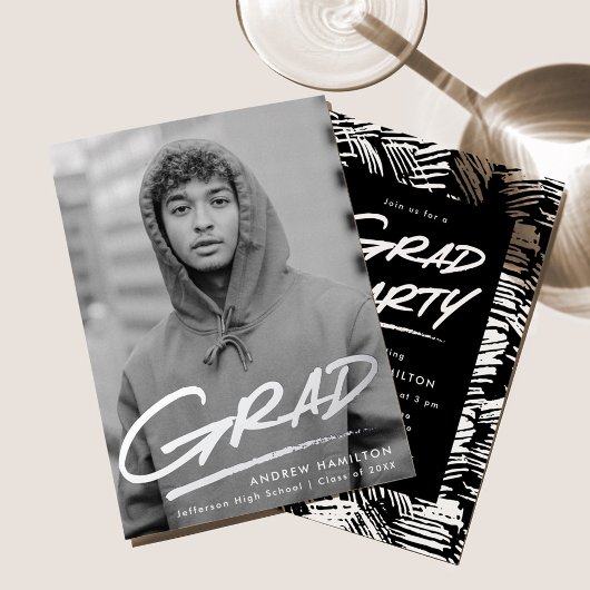 Dashed Afstudeerder Fotogradatie Partij Zilver Folie Uitnodiging