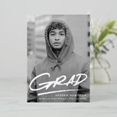 Dashed Afstudeerder Fotogradatie Partij Zilver Folie Uitnodiging (Staand Voorkant)