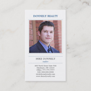 Dashed Border Photo Visitekaartje - blauw