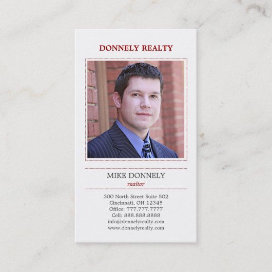 Dashed Border (rood) Foto Visitekaartje (Voorkant)