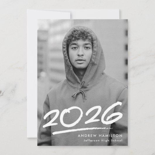 Dashed Class of 2025 Modern Photo Afstuderen Aankondiging (Voorkant)