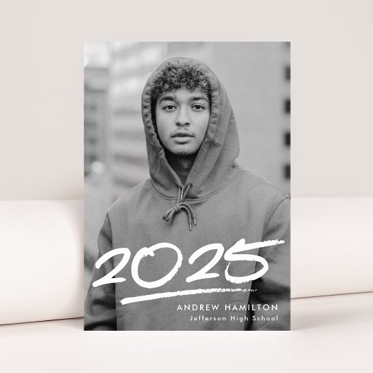 Dashed Class of 2025 Modern Photo Afstuderen Aankondiging