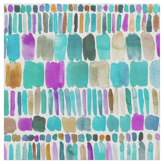 DASHED Colorful Stripe Boho Waterverf Patroon Stof (Close Up)