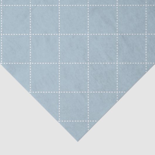 Dashed Diamond Grid Geometric Dusty Sky Blue Tissuepapier (Detail)