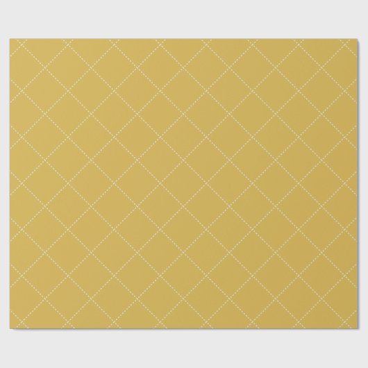 Dashed Diamond Grid Geometric Mustard Gold Cadeaupapier (Vlak)