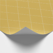 Dashed Diamond Grid Geometric Mustard Gold Cadeaupapier (Hoek)