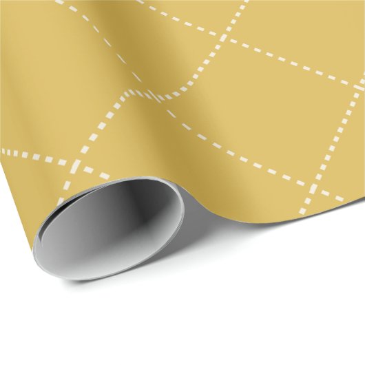 Dashed Diamond Grid Geometric Mustard Gold Cadeaupapier (Rol Hoek)