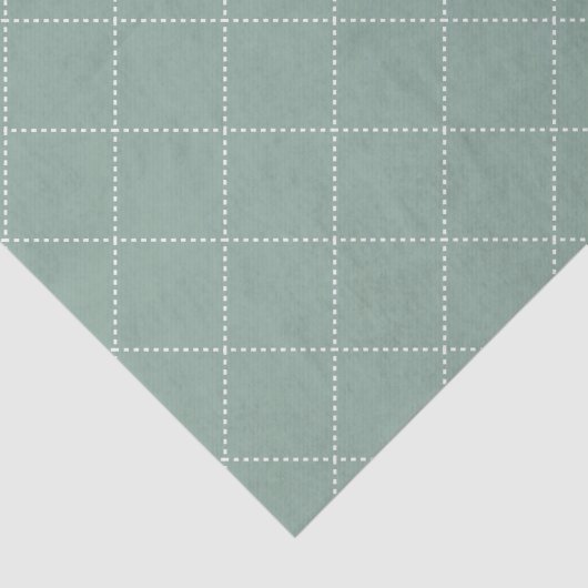 Dashed Diamond Grid Geometric Muted Sage Green Tissuepapier (Detail)