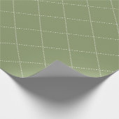 Dashed Diamond Grid Geometric Olive Green Cadeaupapier (Hoek)