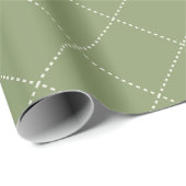Dashed Diamond Grid Geometric Olive Green Cadeaupapier (Rol Hoek)