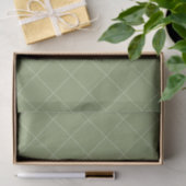 Dashed Diamond Grid Geometric Olive Green Tissuepapier (Geschenk)